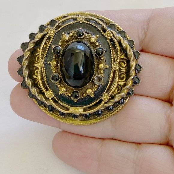 Original by Robert Jewelry Original By Robert Black Glass Cabochon Broochpendant Read